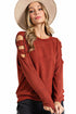 Orange Cutout Cold Shoulder Long Sleeve Top